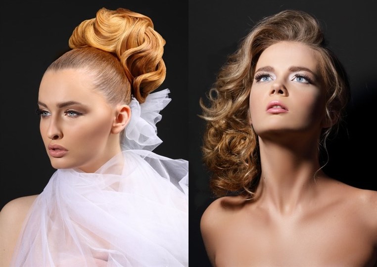 Contemporary set hairstyles presented by hairdresser Steve for the bride