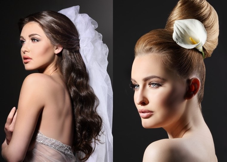 Contemporary set hairstyles presented by hairdresser Steve for the bride