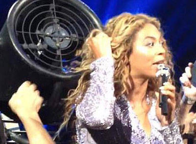 Beyonces Hair Gets Stuck in a Fan 