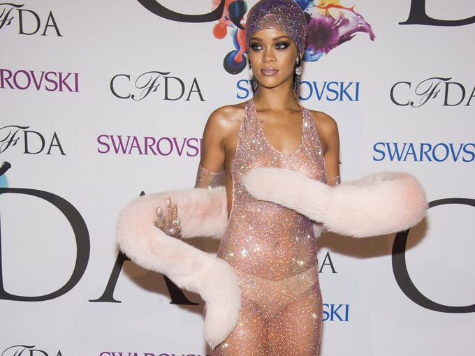 Rihanna Sparkles In See Through Gown at CFDA Awards