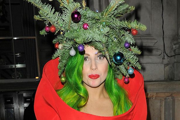 Lady Gaga wears a Christmas tree  