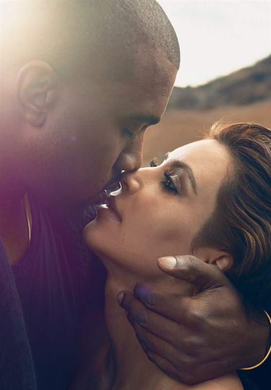 Kim  Kanye and North West in Vogue