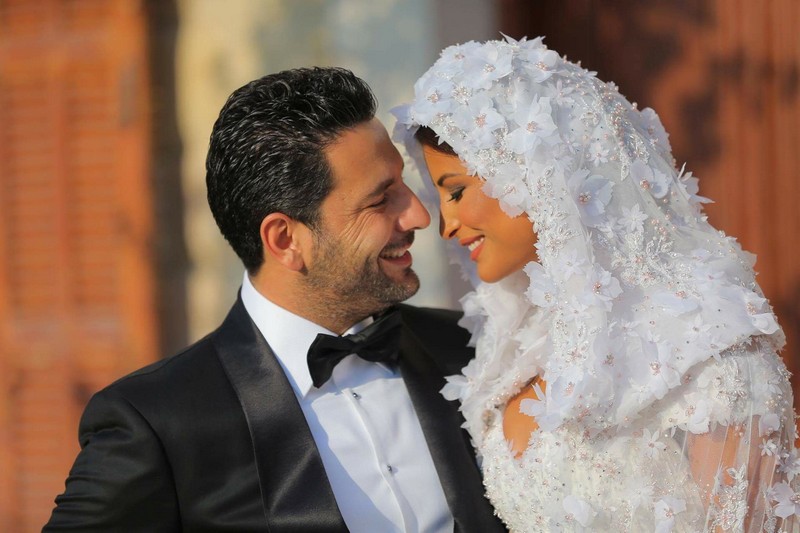 Tunisian top model Rym Saidi wore a breathtaking GEORGES HOBEIKA Couture bridal gown on her wedding reception.