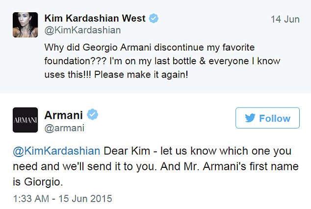 Kim Kardashian Misspells Giorgio Armani, Gets Corrected On Twitter By Fashion House!  