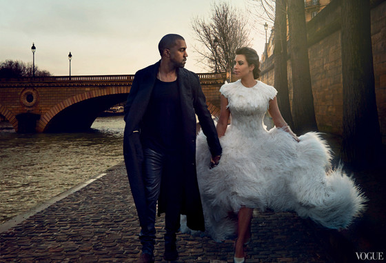 Kim  Kanye and North West in Vogue