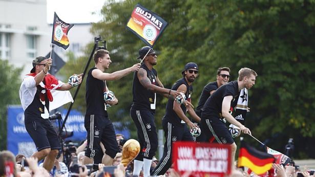 Victorious German team celebrating in Berlin