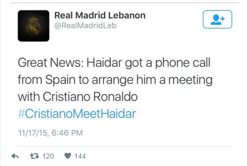 Haidar to Meet Cristiano Ronaldo 