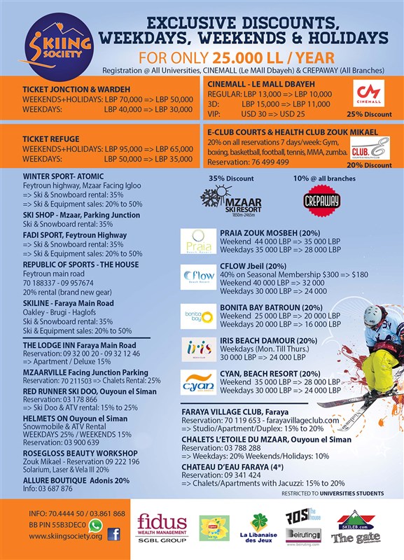 Skiing Society 2016 Official Winter and Summer Discount List !