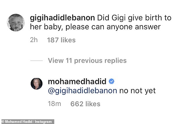 In Pictures: Gigi Hadid's father sends fans into a spin after appearing to announce arrival of her baby