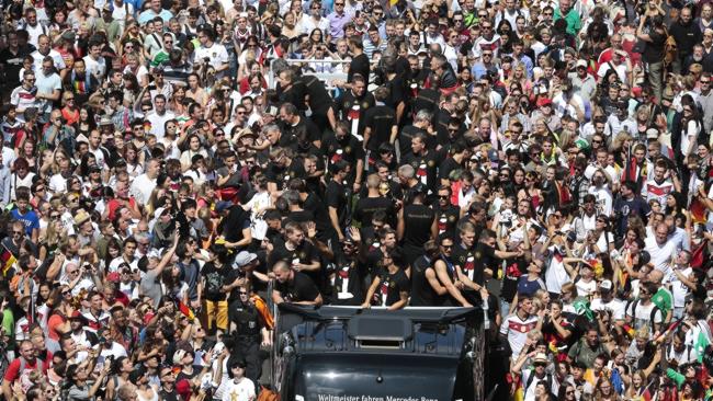 Victorious German team celebrating in Berlin