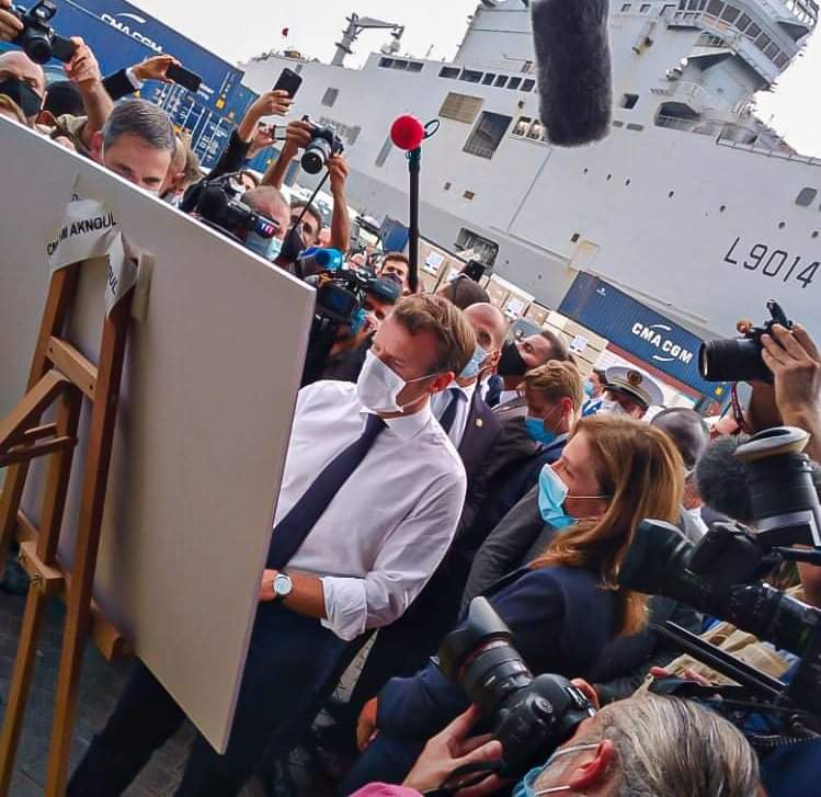 French President Emmanuel Macron praised the commitment of French companies and NGOs
