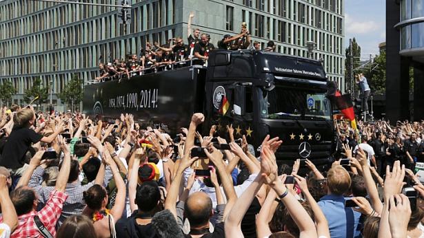 Victorious German team celebrating in Berlin