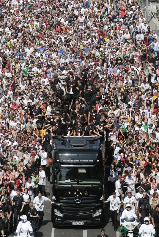 Victorious German team celebrating in Berlin