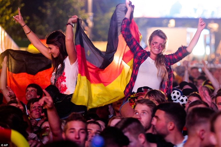 Victorious German team celebrating in Berlin
