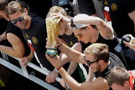 Victorious German team celebrating in Berlin