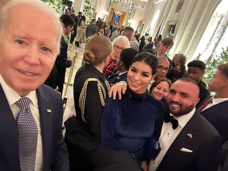 Former miss USA Rima Fakih and her husband international producer Wissam Salibi at the White House