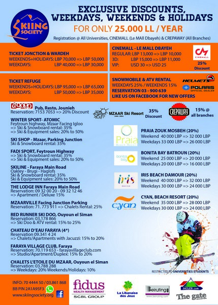 Skiing Society 2015 Discount List