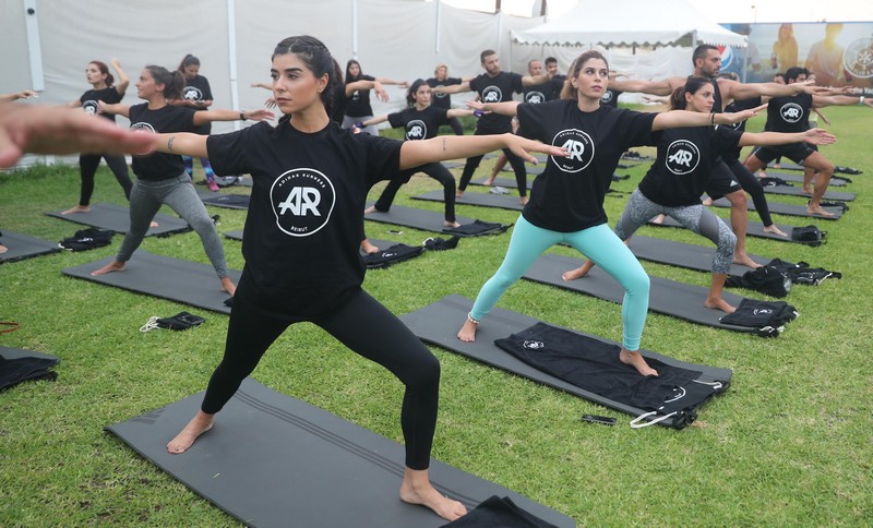 Yoga session with 'adidas Runners Beirut'