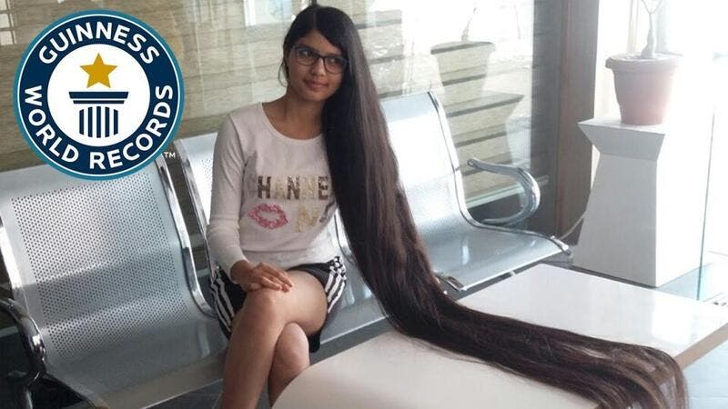 In Video: Indian girl breaks her own record for longest hair on a teenager ever
