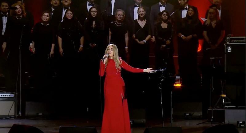 French Lebanese singer Tania Kassis performed with her orchestra at Expo 2020 Dubai