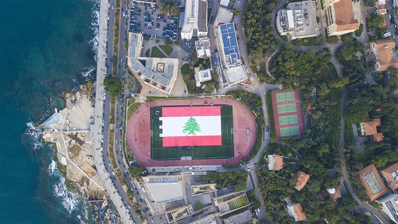 Beirut university students create giant Lebanese flag that can be seen from the sky