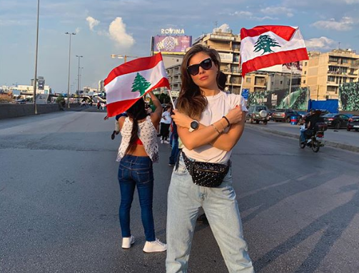 Miss Lebanon 2018 Maya Reaidy Join Citizens Protesting in Lebanon