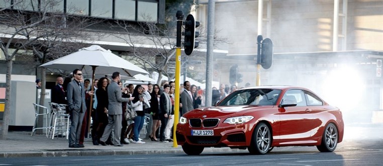 Driving pleasure captured on film: The BMW 235i Coupe at the Drift Mob shoot in Cape Town. 