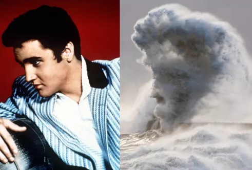 In Video: photographer caught the moment a crashing wave took on an resemblance to Elvis Presley