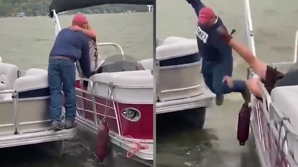 In Video: Man gets thrown from boat after marriage proposal fail in viral video
