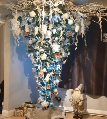 In Pictures: Mum Shows Off Upside Down Christmas Tree She Spent Two Days Decorating