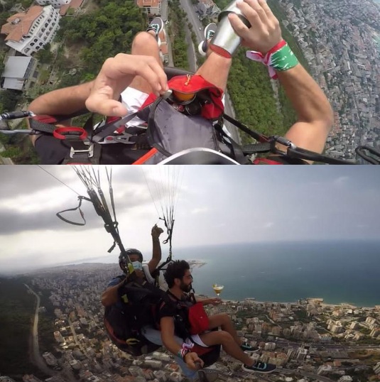 In Video: Lebanese bartender mixing cocktail while paragliding in the sky above Jounieh