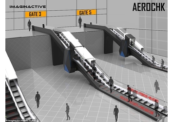 In the future plane passengers could clear security and immigration, check in, and get weighed - by going up an ESCALATOR