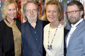 ABBA members reunite at opening of Mamma Mia themed restaurant in Sweden