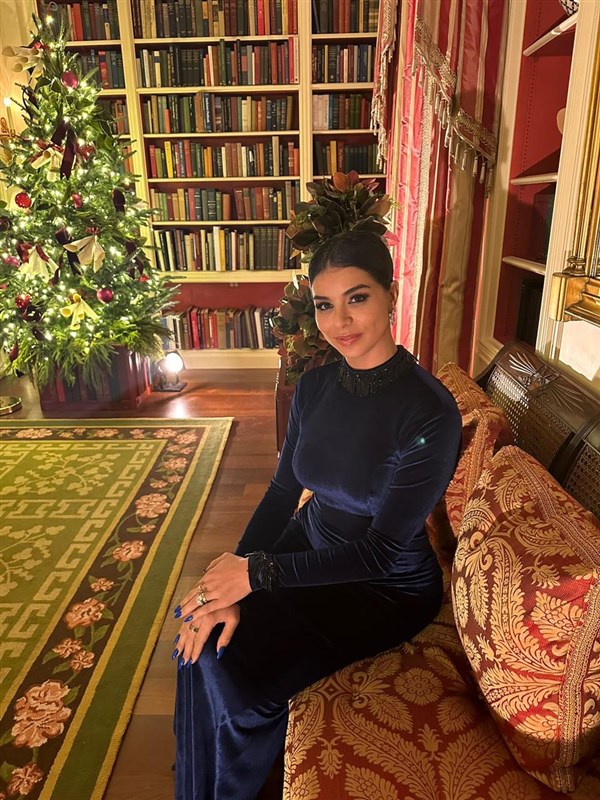 Former miss USA Rima Fakih and her husband international producer Wissam Salibi at the White House