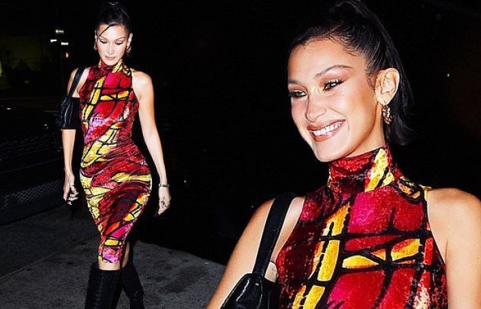 Bella Hadid dazzles in red velvet as she steps out for her 23rd birthday