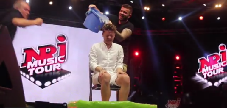 Conor Maynard and Daniella Rahme take the ALS Ice Bucket Challenge at the NRJ Music Tour 2014