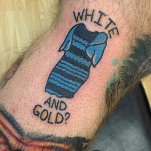 Texas man tattoos infamous Internet meme The Dress onto his leg