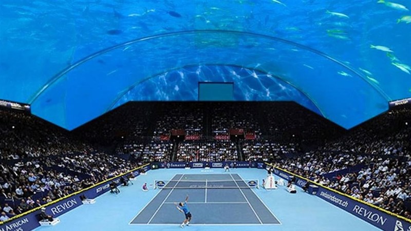 In pictures underwater tennis stadium in this country