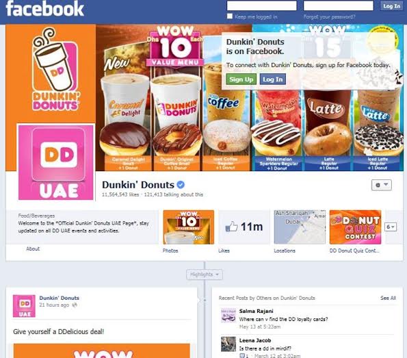 OVER 11 MILLION FACEBOOK LIKES UNDERLINE WIDESPREAD  ACCLAIM FOR DUNKIN DONUTS ACROSS REGION