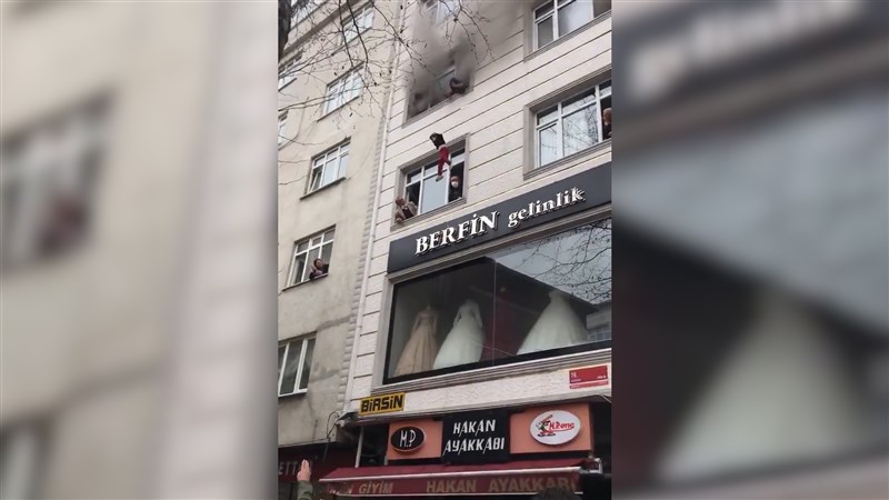 In Video: Istanbul mother saves children from burning building by throwing them from 4th floor window