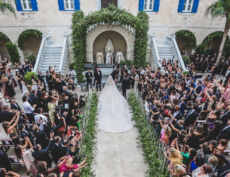 Christina Mourad Wore More Than One Million Sequins to Marry Elie Saab Jr.