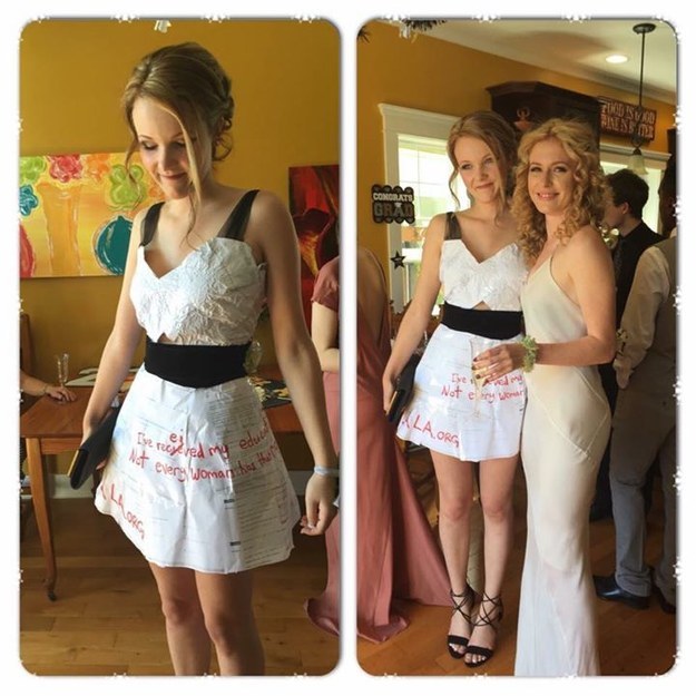 Teen Erinne Paisley made graduation dress out of her homework to help other girls get an education