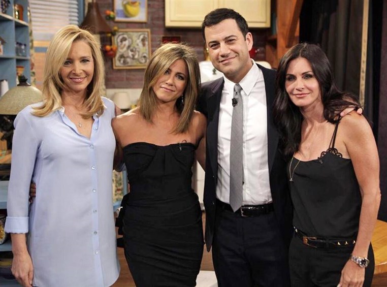 It s a Friends Reunion Jennifer Aniston Courteney Cox and Lisa Kudrow Are Together Again on Jimmy Kimmel Live