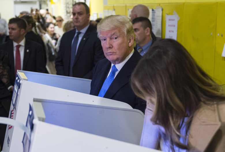 Donald Trump caught checking wife's voting paper