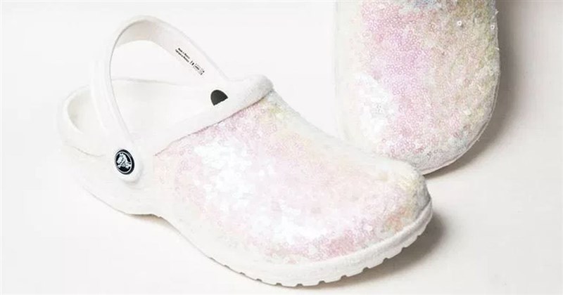 White sparkly wedding Crocs are now a thing