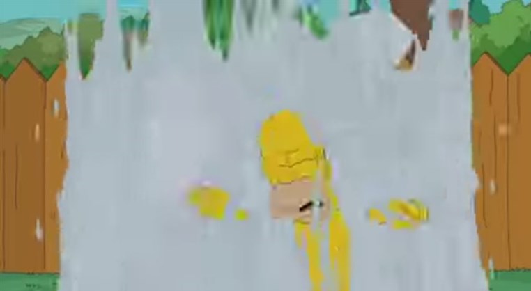 Homer Simpson takes the Ice Bucket Challenge