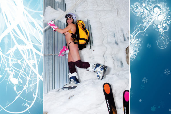 Photos and Video of Lebanese Ski champ Jackie Chamoun posing topless on snow - Adults only