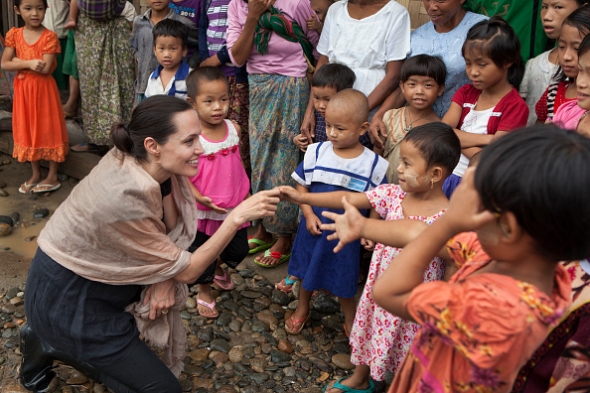 Angelina Jolie and her son visit forgotten children at refugee camp in Burma