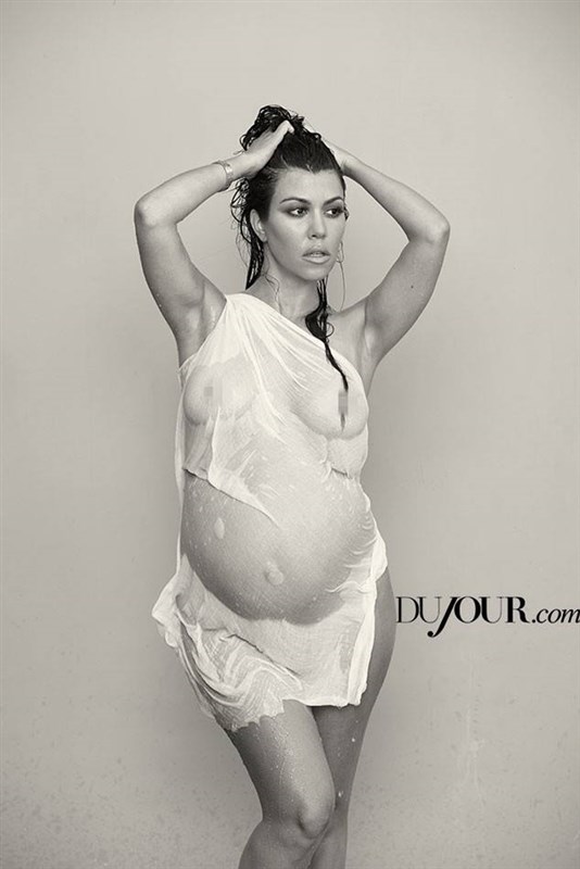 Pregnant Kourtney Kardashian Poses Nude For DuJour Magazine