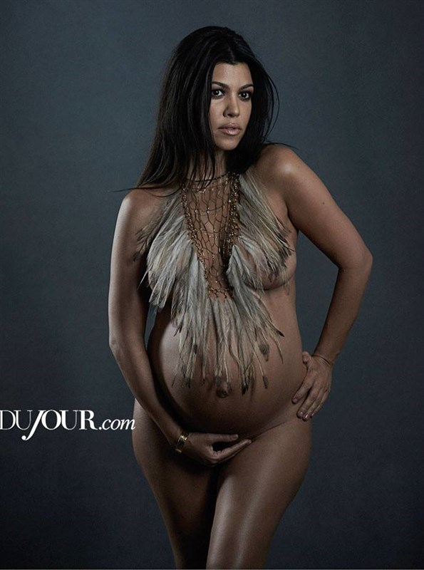 Pregnant Kourtney Kardashian Poses Nude For DuJour Magazine